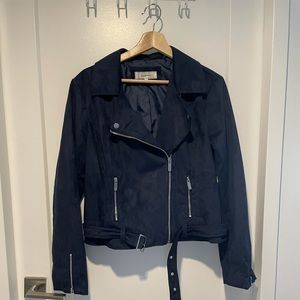 Navy Faux Suede Jacket